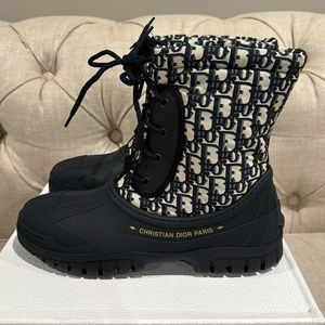 Dior D-Venture Snow Boot - Oblique Nylon in Deep Blue *NEW* 41.5